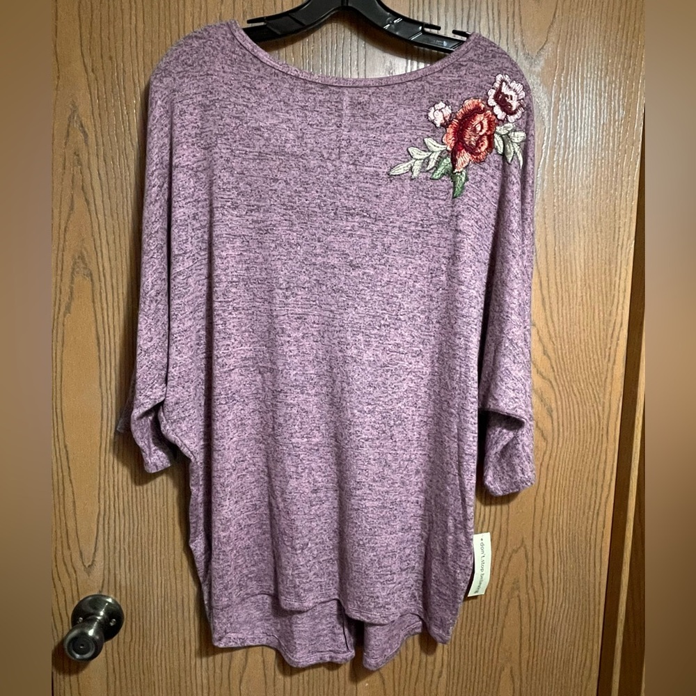 NWT Purple Floral Embroidered Tunic Top